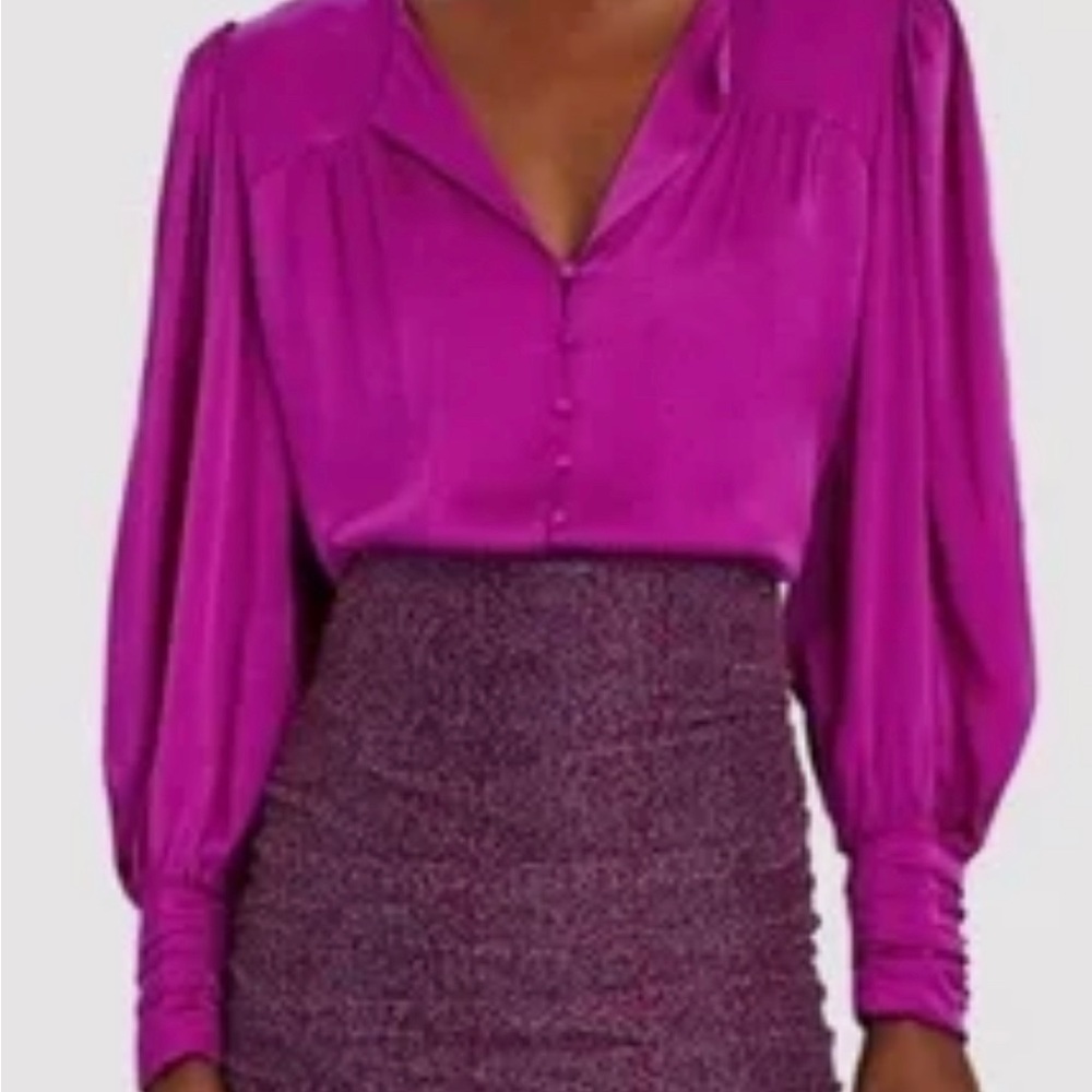 INTERMIX Fuchsia Satin Blouse